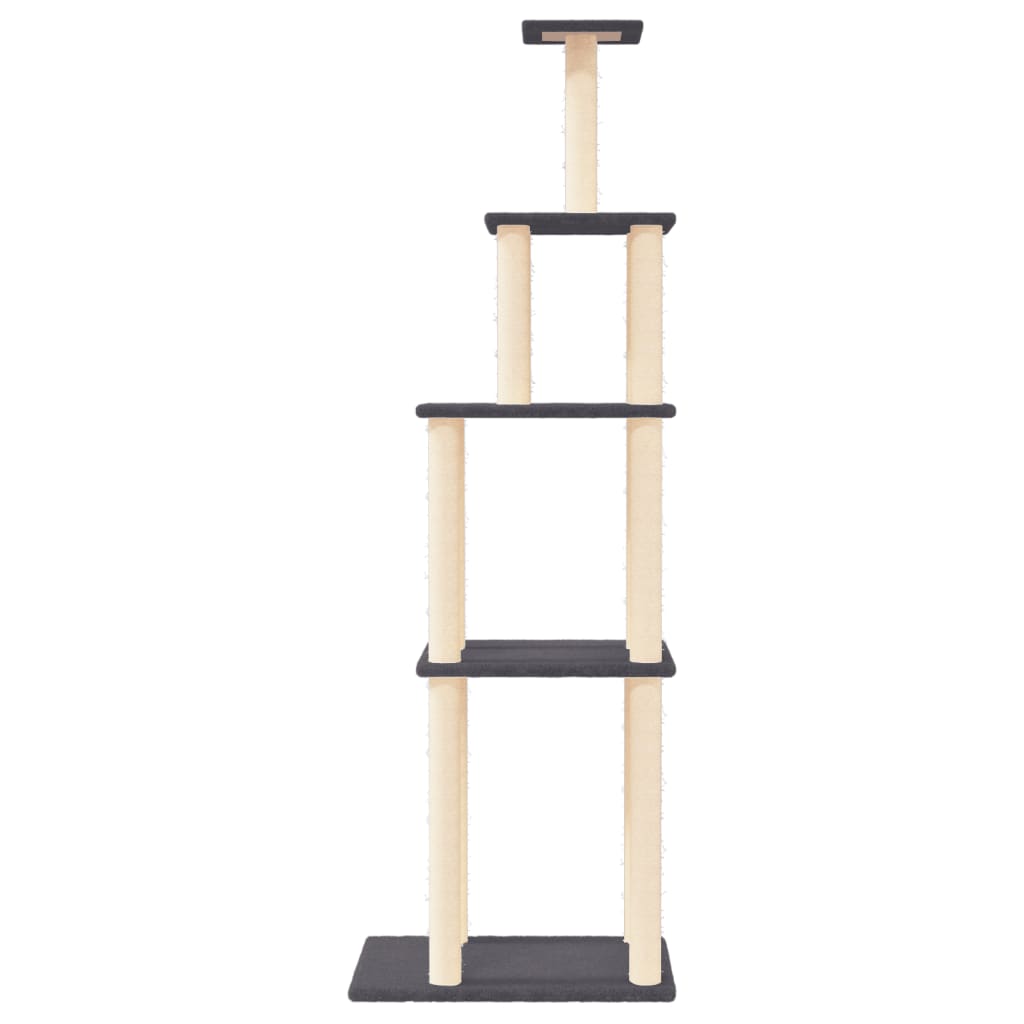 Arranhador para gatos vidaXL com hastes de sisal cinza escuro, 183 cm