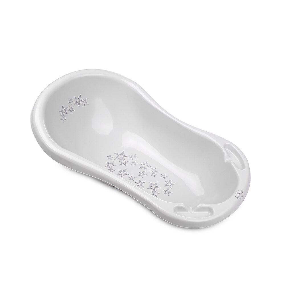 Lorelli Babybadewanne, 84 cm lang, Ablagefächer, ergonomische Form, ab Geburt grau Sterne