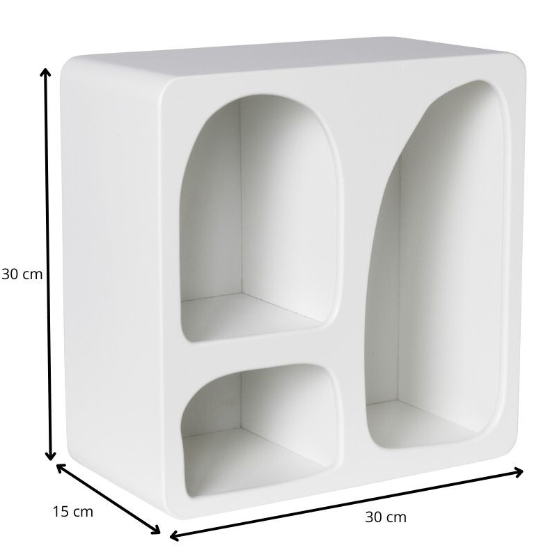3 vakkenkast Zaha organic - MDF - wit - 30x30x15 cm