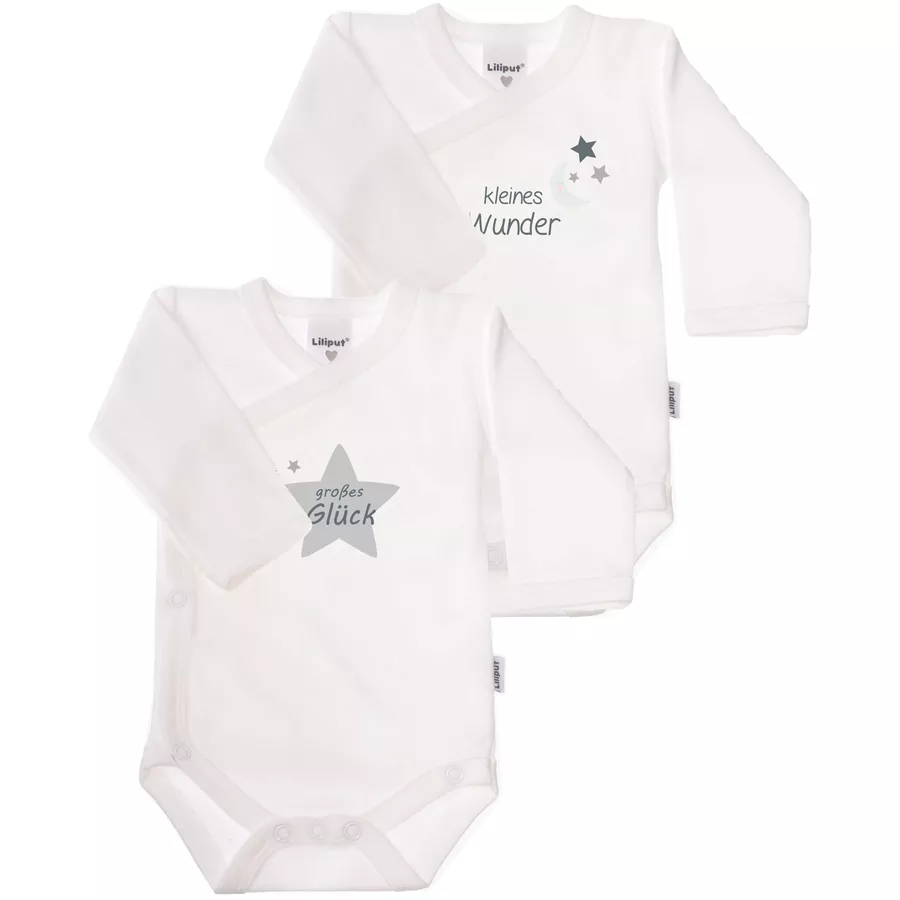 Liliput Langarm-Wickelbody 2er-Pack Großes Glück weiß
