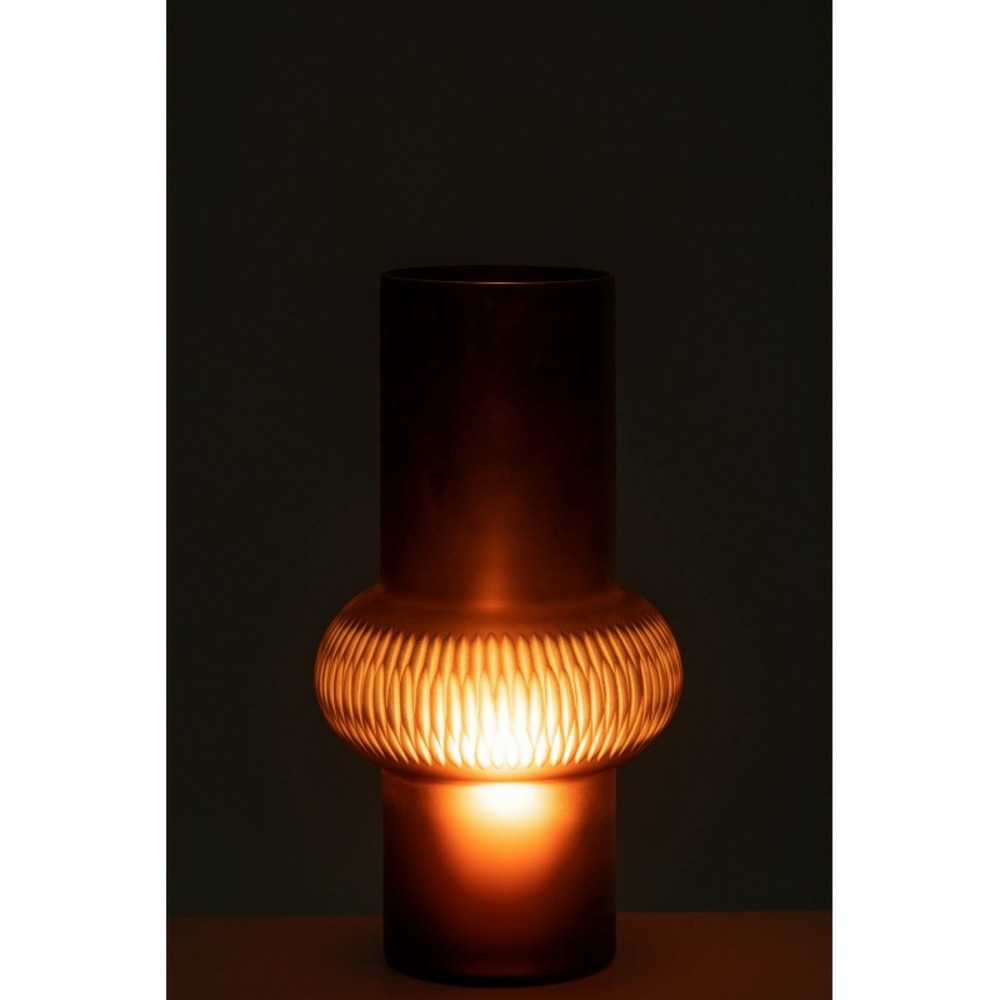 Vase avec anneau en verre marron 19x19x35 cm