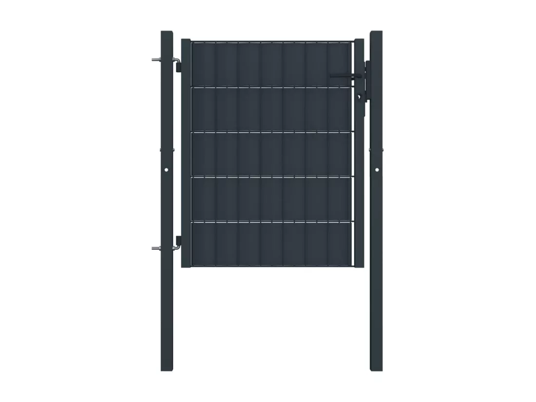 Portail de cl?ture PVC et acier 100x101 cm Anthracite