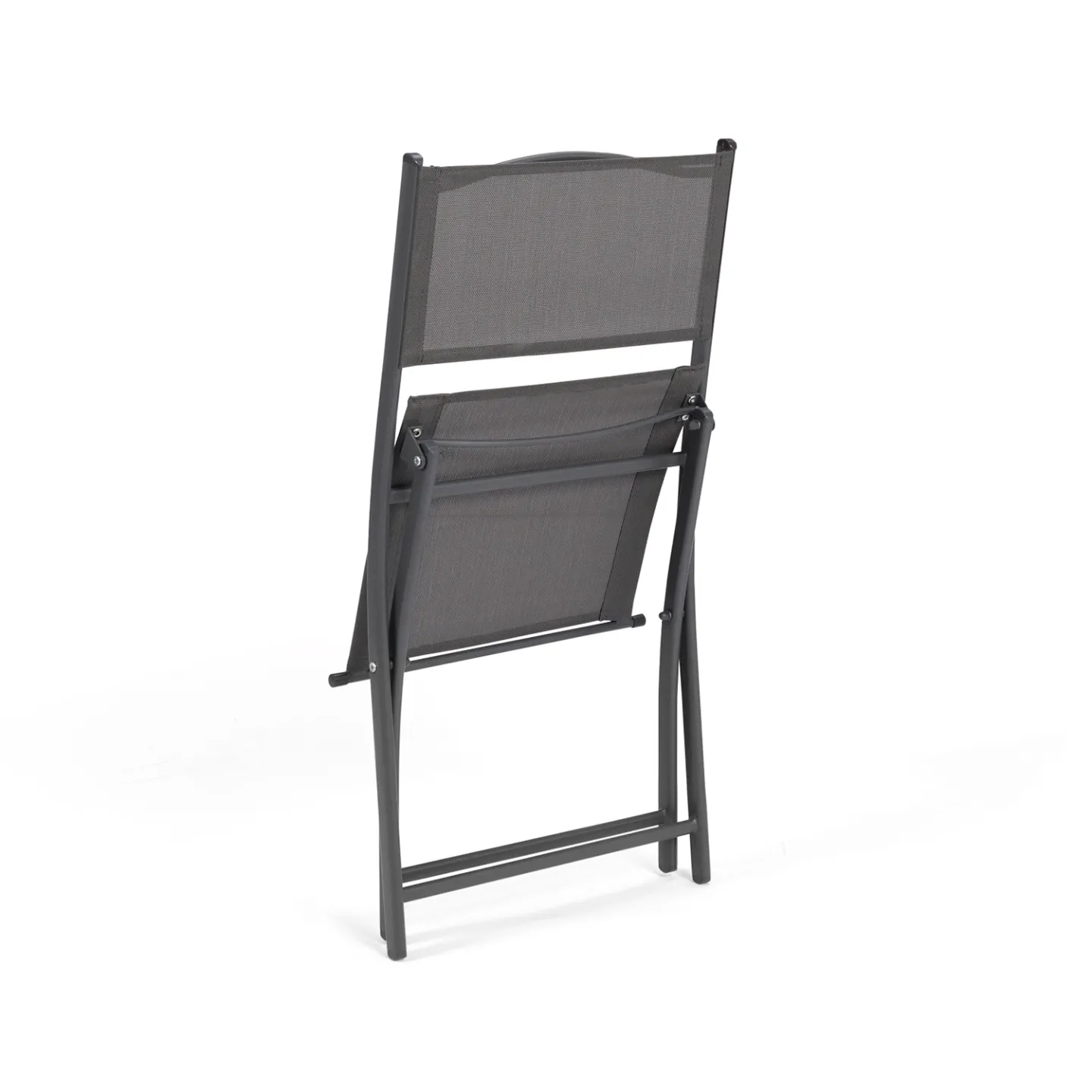 Lot de 4 chaises de jardin pliantes BASTIA métal et textilène gris anthracite