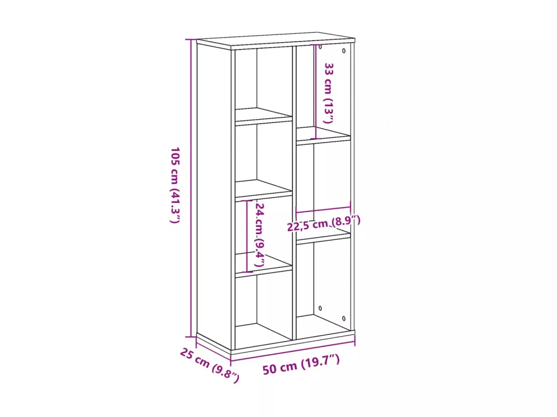 Bibliothèque blanc 50x25x105 cm bois d'ingénierie