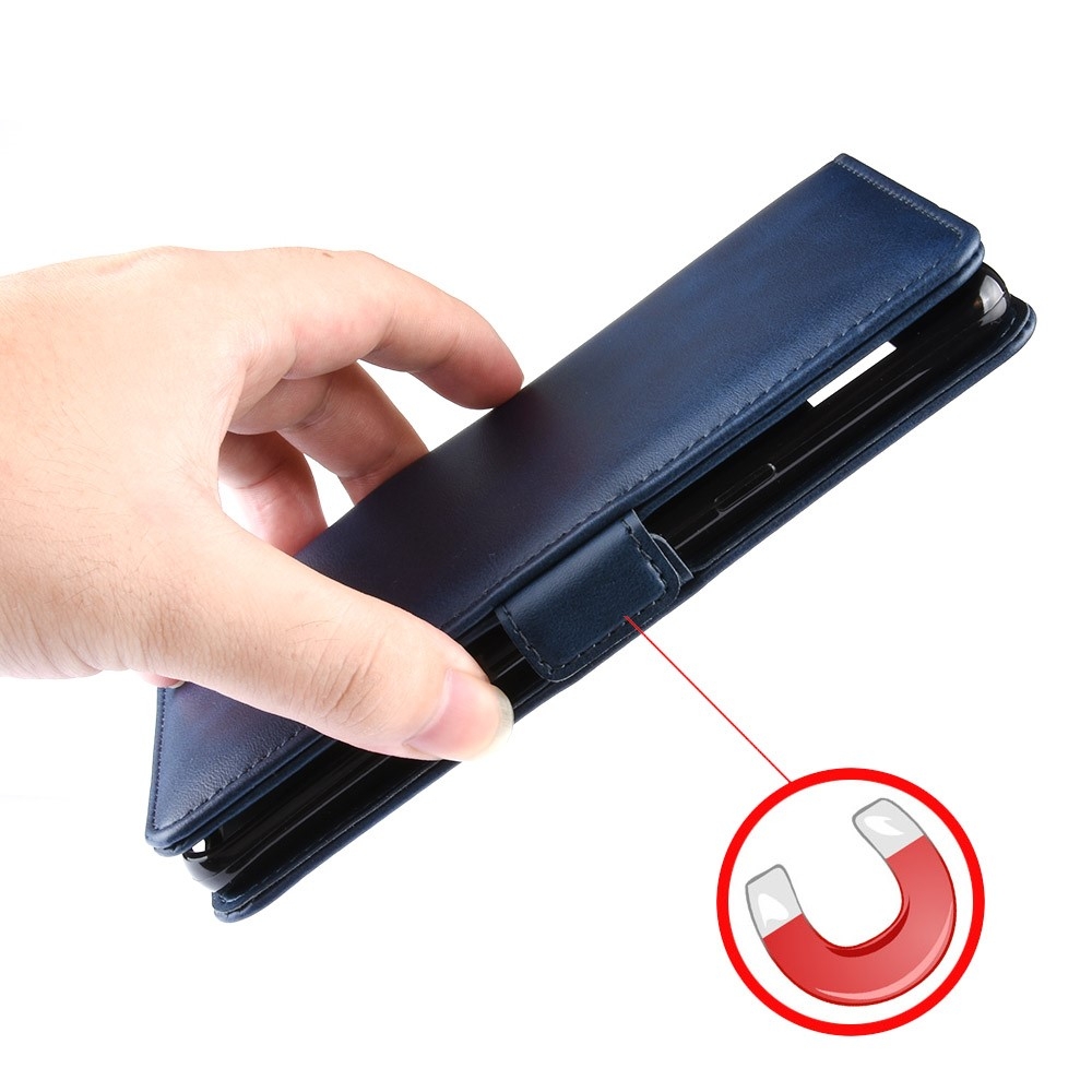Samsung Galaxy A71 Leder Tasche Kartenfach Smart Magnetverschluss - Blau