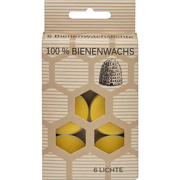 6ER-PACK BIENENWACHS TEELICHTE