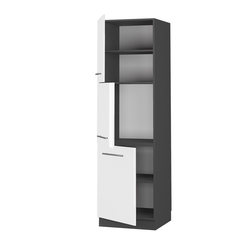 Vicco Herdumbauschrank Küchenschrank Küchenmöbel Fame-Line Anthrazit Weiß 60 cm modern Hochglanz Küche Einbauküche Blende Herdschrank Hochschrank Küchenzeile Drehtür Einlegeboden