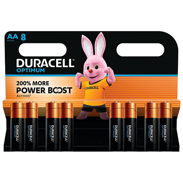 Piles Alcalines Duracell Optimum LR06 AA, lot de 8