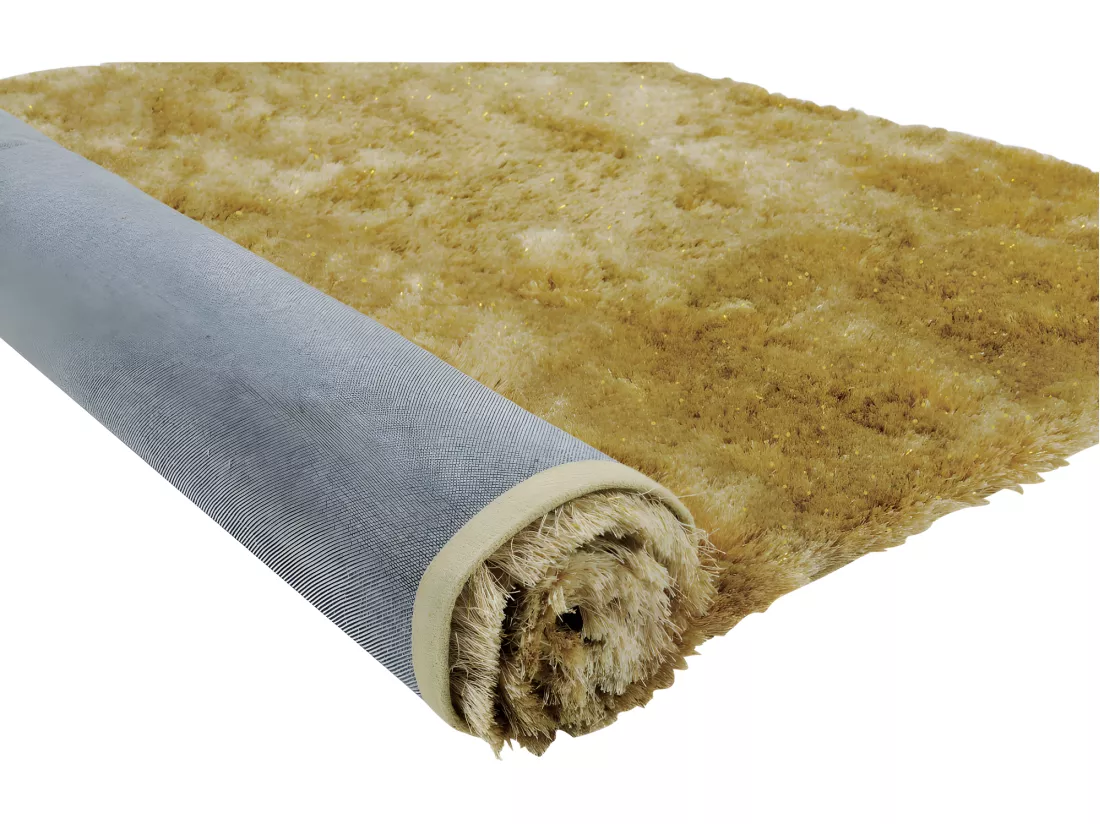 Tapis shaggy à poils longs - 120 x 170 cm - Doré - GLITTER
