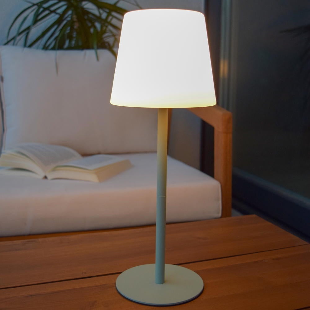 LED oplaadbare tafellamp Tyon in groen en wit 2W 140lm IP65