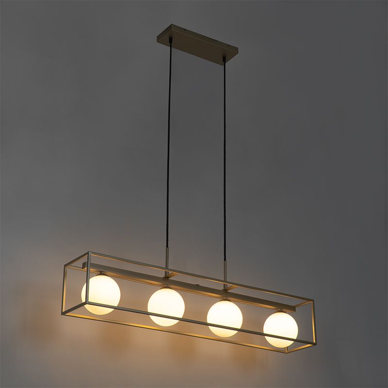 Design hanglamp goud met wit glas 4-lichts - Aniek