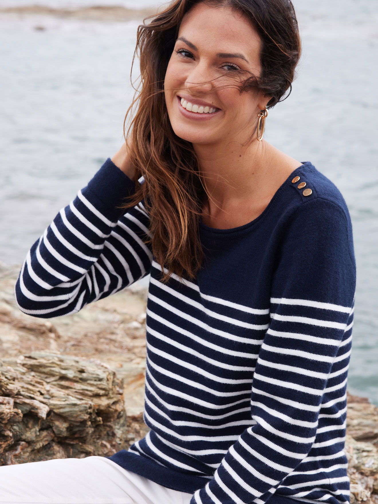 Pull marinière col rond