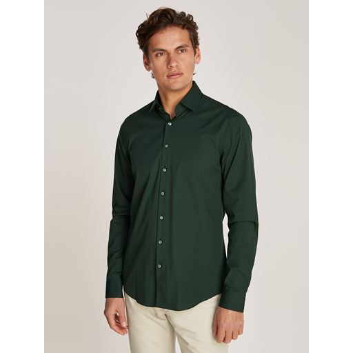 Calvin Klein Poplin Stretch Slim Skjorte, Midnight Forest, 45