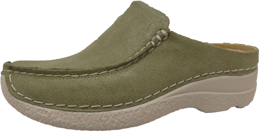 Wolky Pantoffel Seamy Slide Nubukleder light green