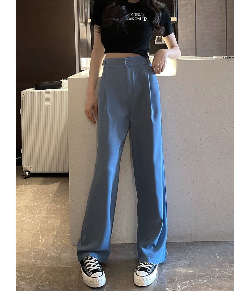 Moon City - High Rise Plain Wide Leg Broek