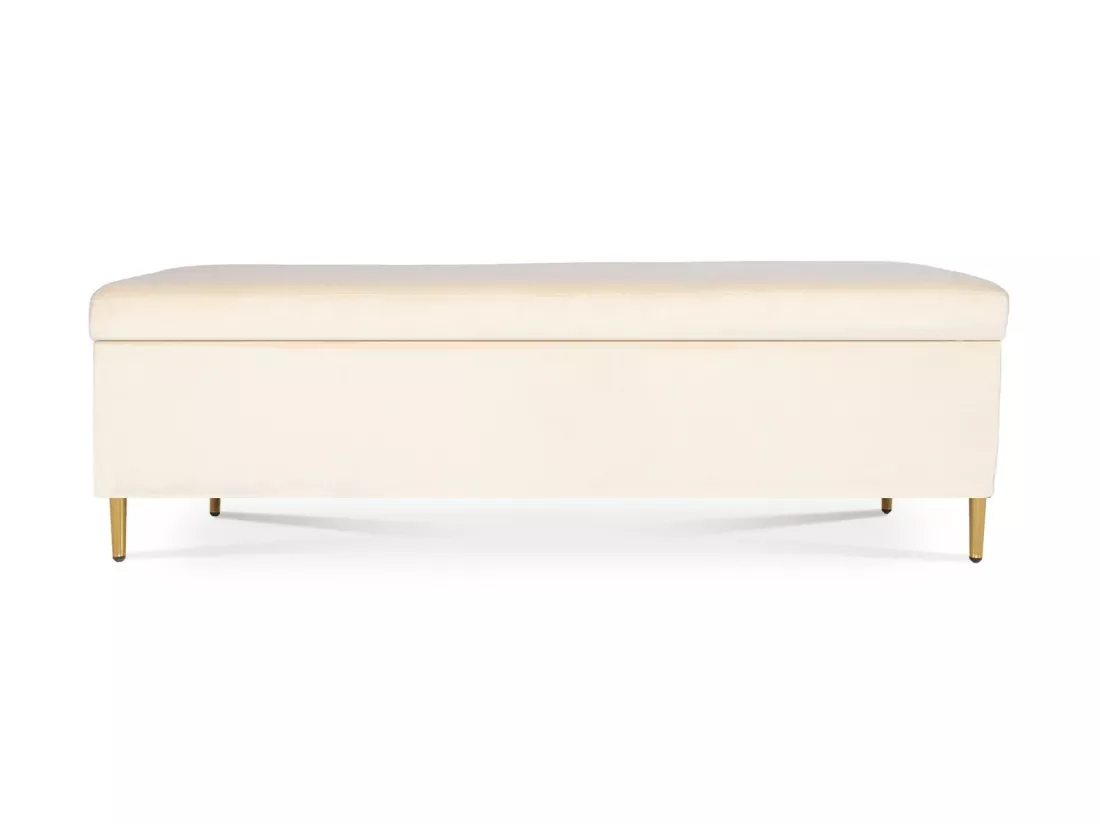 Banquette Coffre Iris velours Beige pieds or