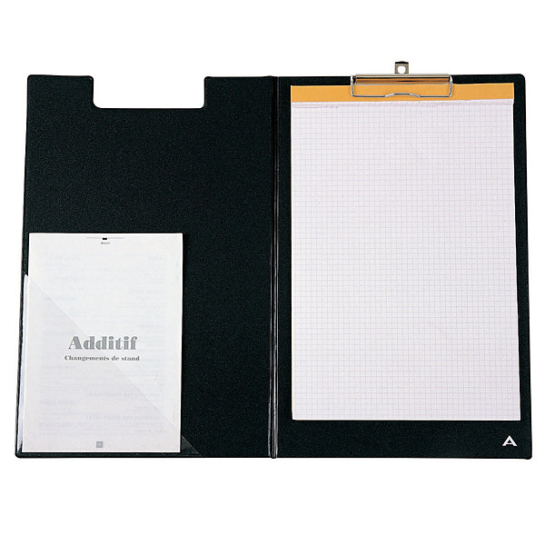 Porte bloc PVC à pince avec rabat coloris noir Alba