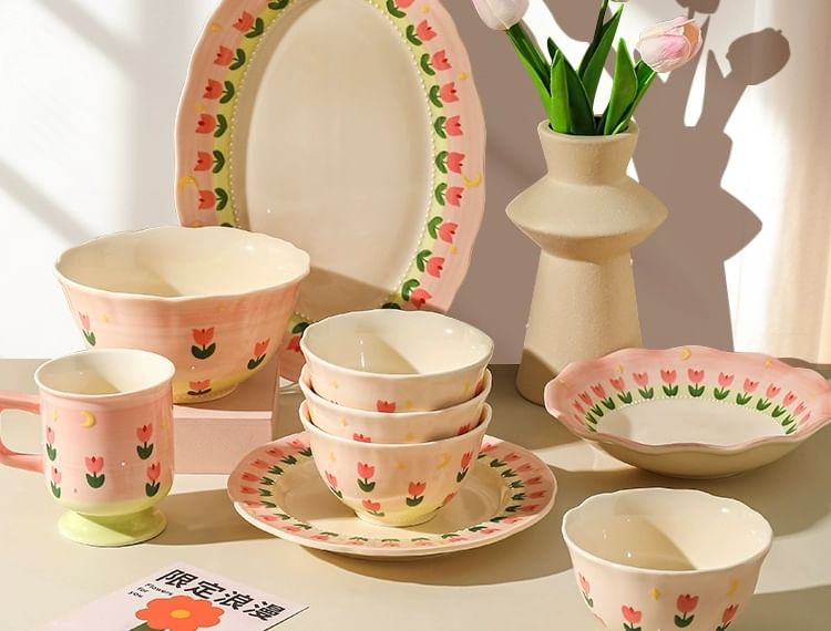 Kawa Simaya - Keramiek bord / kom / mok met bloemenprint (diverse ontwerpen)