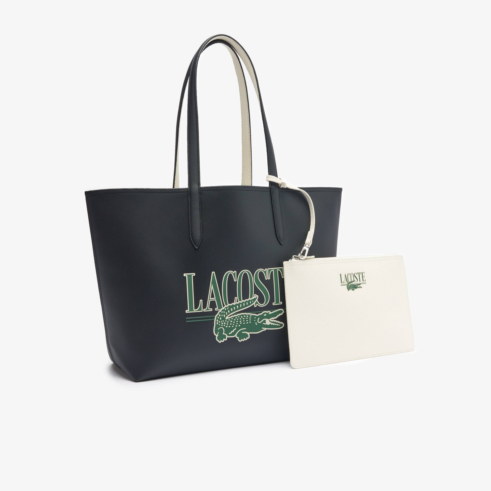 Sac cabas Anna réversible en petit piqué Sacs à main & Cabas - Noir - Lacoste - Femme