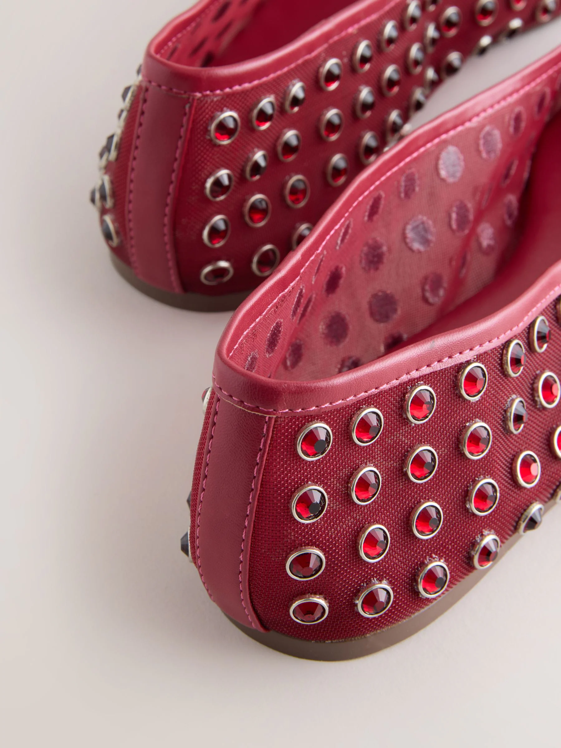 Rood - Forever Comfort® Mesh Jewelled Ballerina Shoes