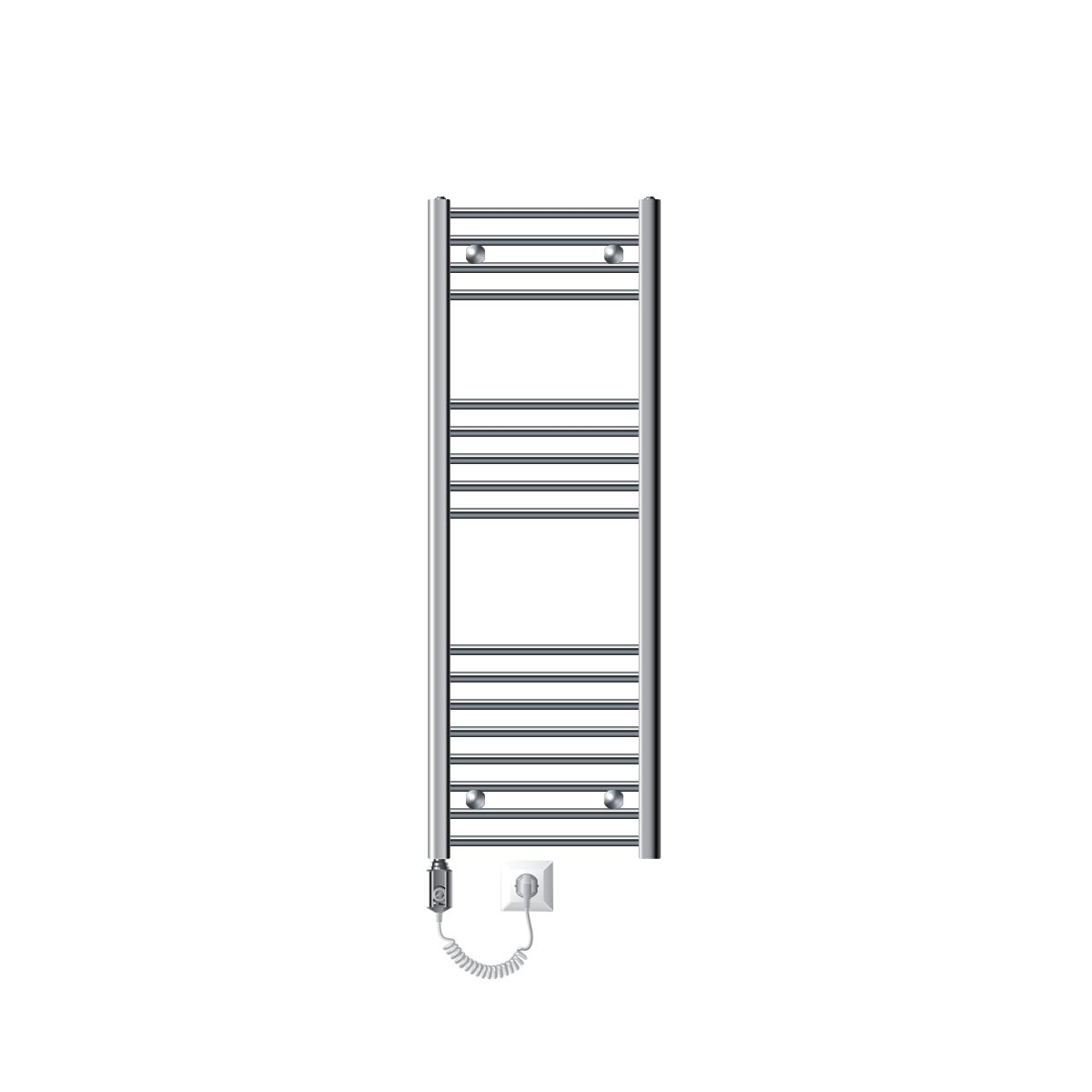 ECD Germany Elektrische badkamerradiator met 1200W verwarmingselement - Hoog rendement - 400 x 1200 mm - Chroom - Recht met zijaansluiting - Radiator Handdoekverwarmer Handdoekdroger