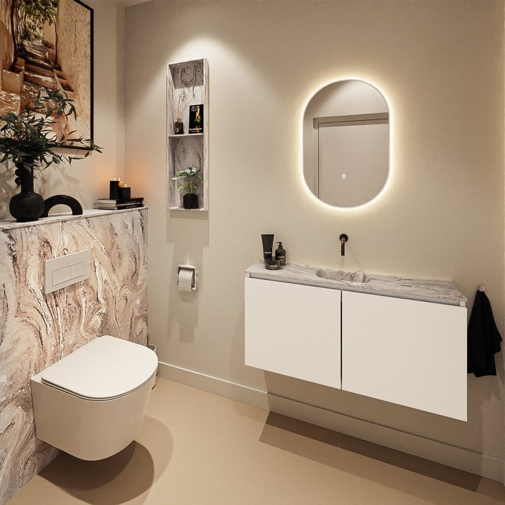 Mondiaz Hope toiletplaat solid surface 100x125cm glace voorgeboord