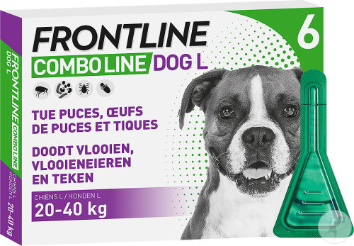 Frontline Combo Line Puces, Œufs De Puces Et Tiques Chien L 20-40kg Pipettes 6