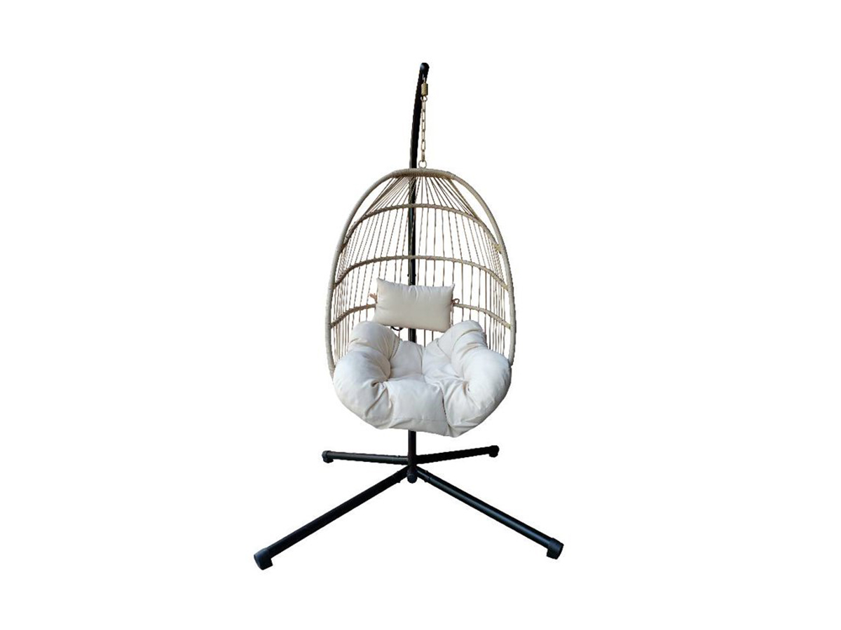 Buitenkado hangstoel met beige kussens - Black
