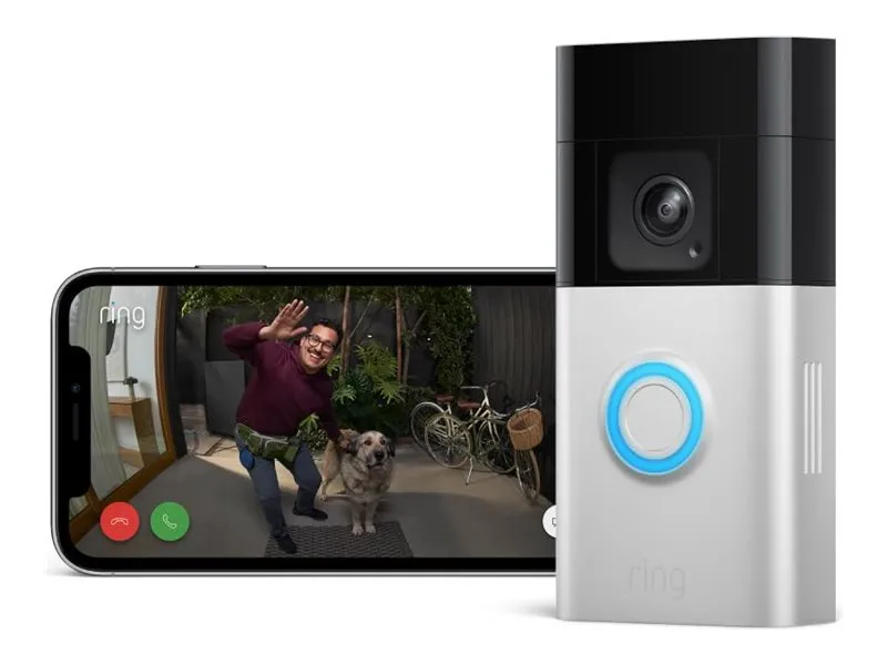 Ring Battery Video Doorbell Pro - Smart dørklokke - med kamera - med Head-to-Toe View, 3D Motion Detection, Colour Night Vision, 30-dages gratis prøve på Ring Protect - trådløs - 802.11b/g/n/ax - 2.4 Ghz, 5 GHz - satinnikkel