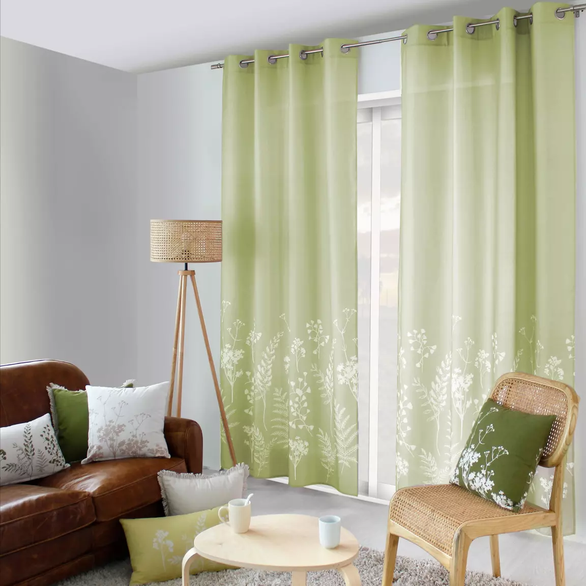 Rideau (135 x 240 cm) Herbier Vert tilleul