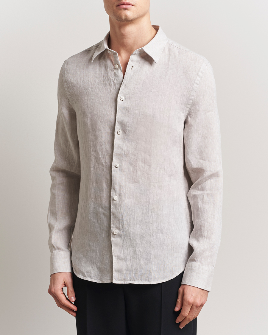 J.Lindeberg Slim Linen Melange Shirt Moonbeam