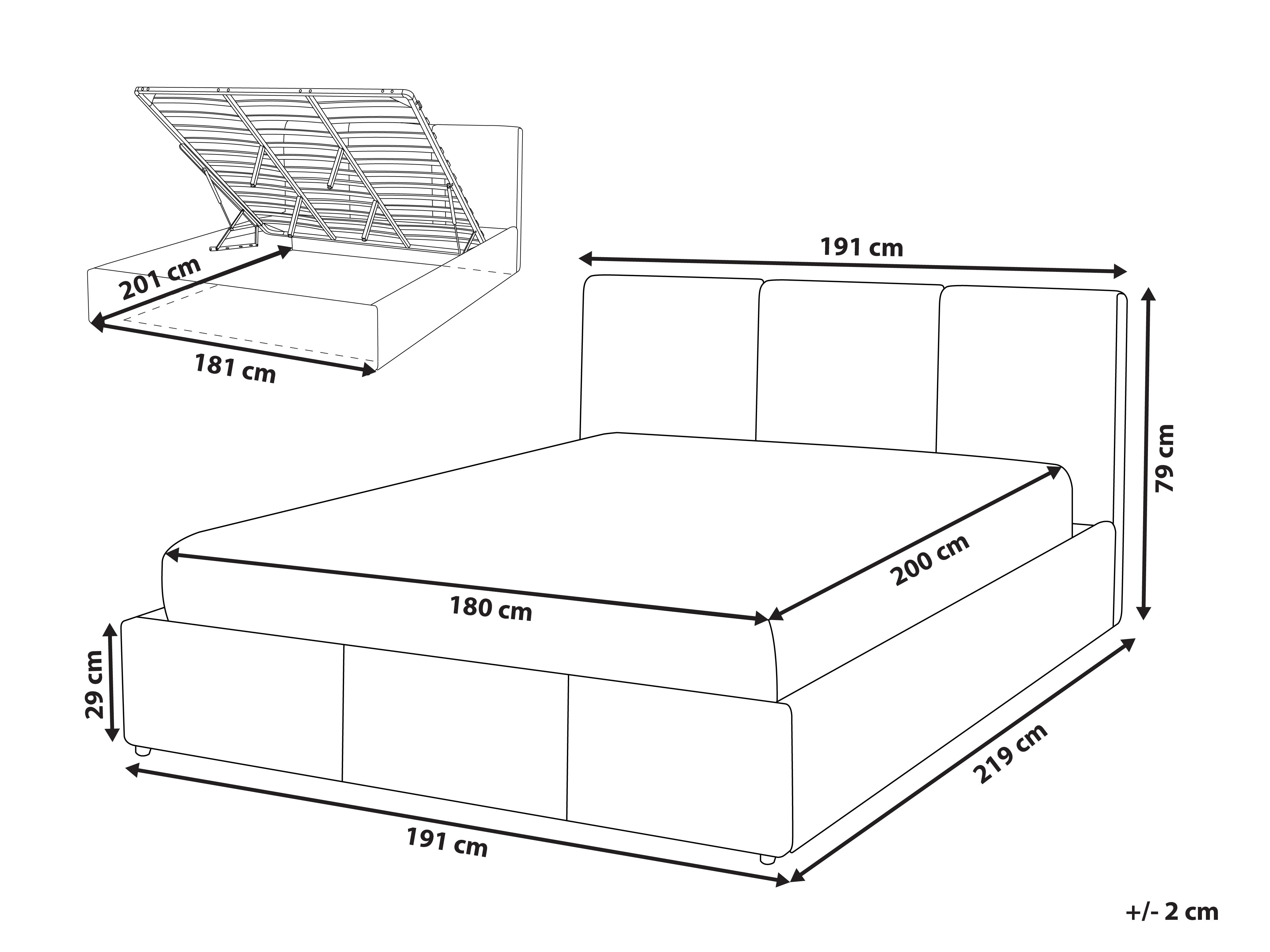 Bed met opbergruimte Bouclé BOUSSE 180 x 200 cm Taupe