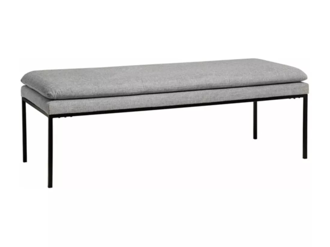 Banc design en tissu et pieds en métal noir Madrida-Couleur Jaune moutarde