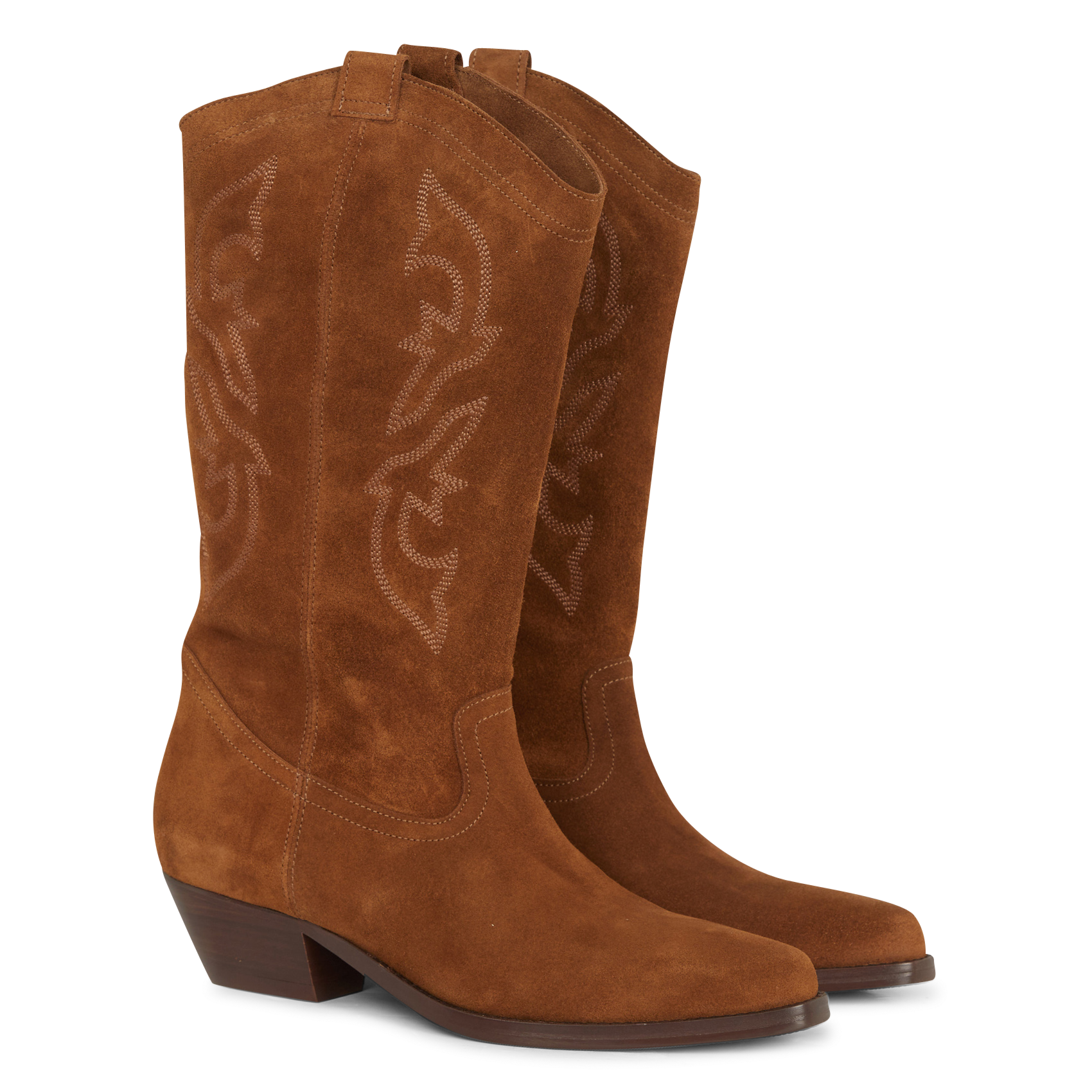 CLAURYS - Bottines à broderies en cuir| Marron