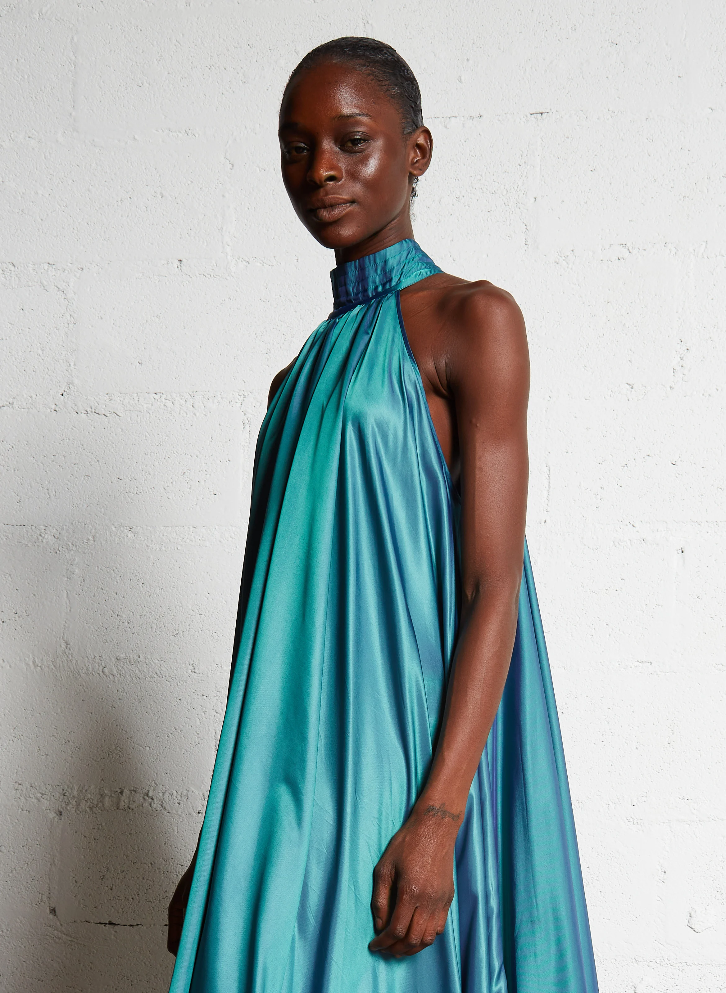 WINTER - Robe longue col montant irisée | Vert