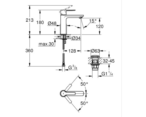 GROHE LINEARE supersteel mat wastafelmengkraan 23106DC1