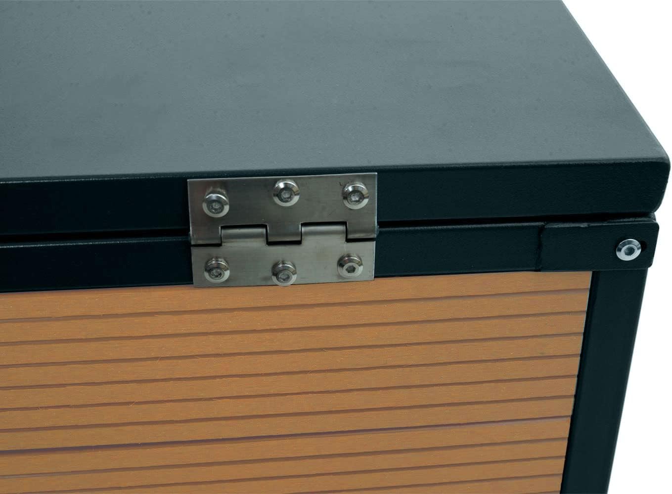 Mähroboter-Garage mit Deckel HWC-L45, Dach Unterstand für Rasenmäher, WPC Metall 35x60x70cm - Eiche-Optik