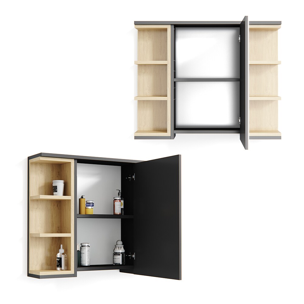 Vicco Spiegelschrank Aquis Spiegel Badspiegel Wandspiegel Bad Eiche Anthrazit