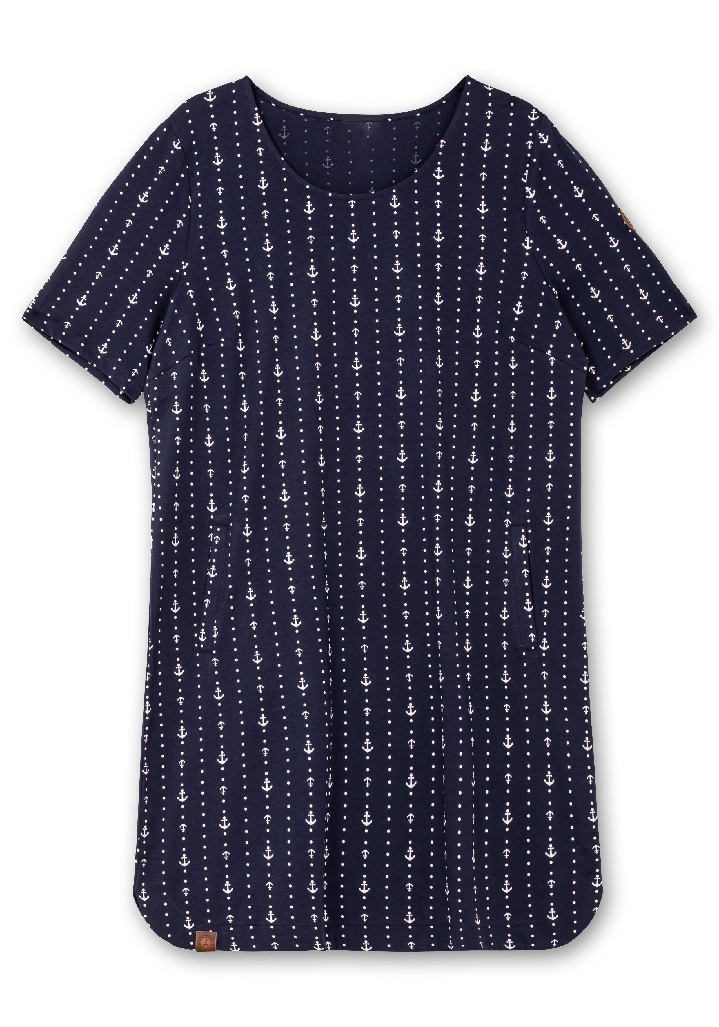 Jerseykleid mit maritimem Print und Taschen