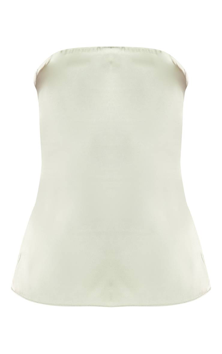 Vert Sauge Bandeau En Satin Avec Détail En Dentelle Au Dos