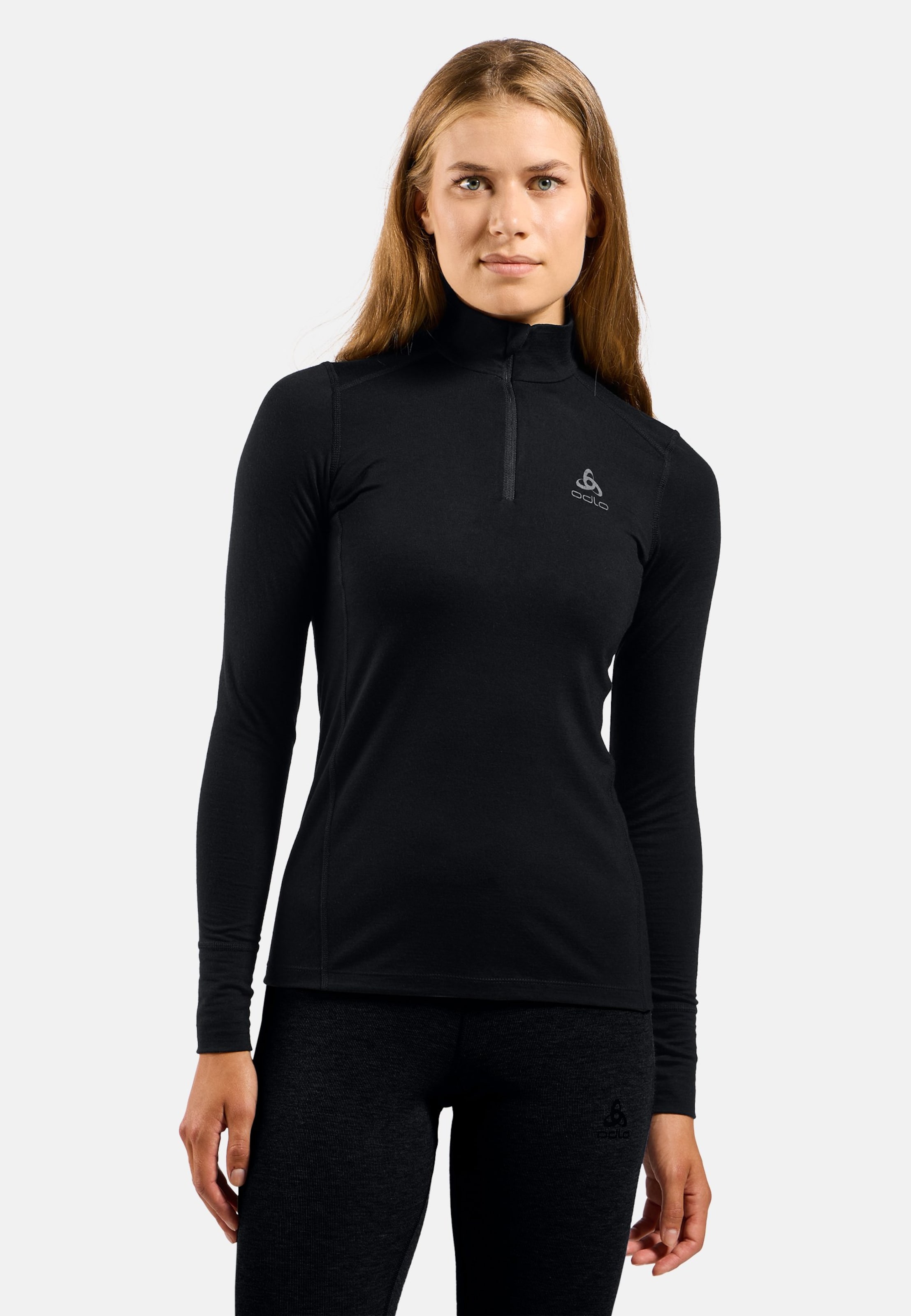 Natural Merino 200 Base Layer Half Zip in black
