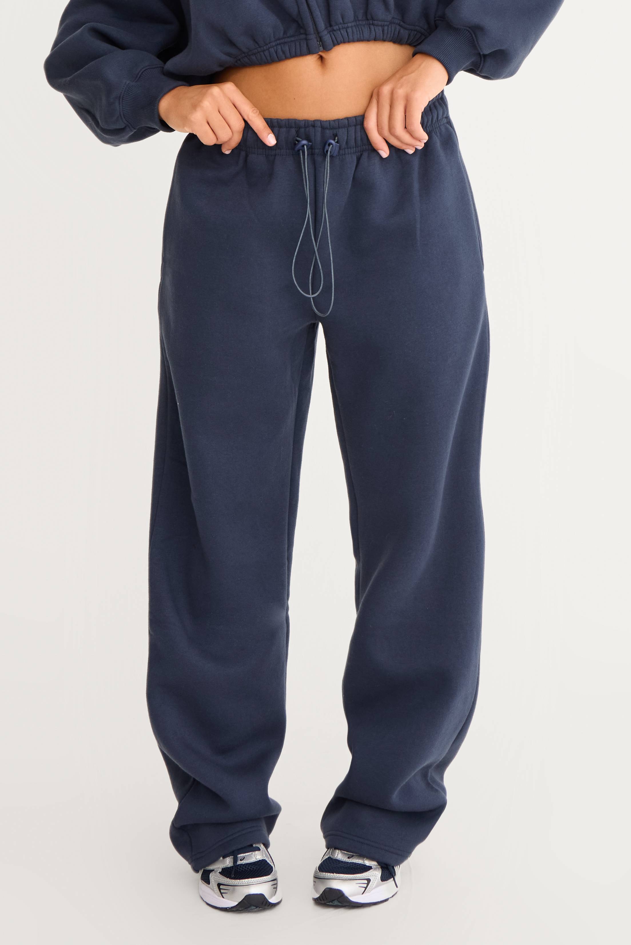Bleu Marine Joggers Oversize À Ourlets À Cordon De Serrage