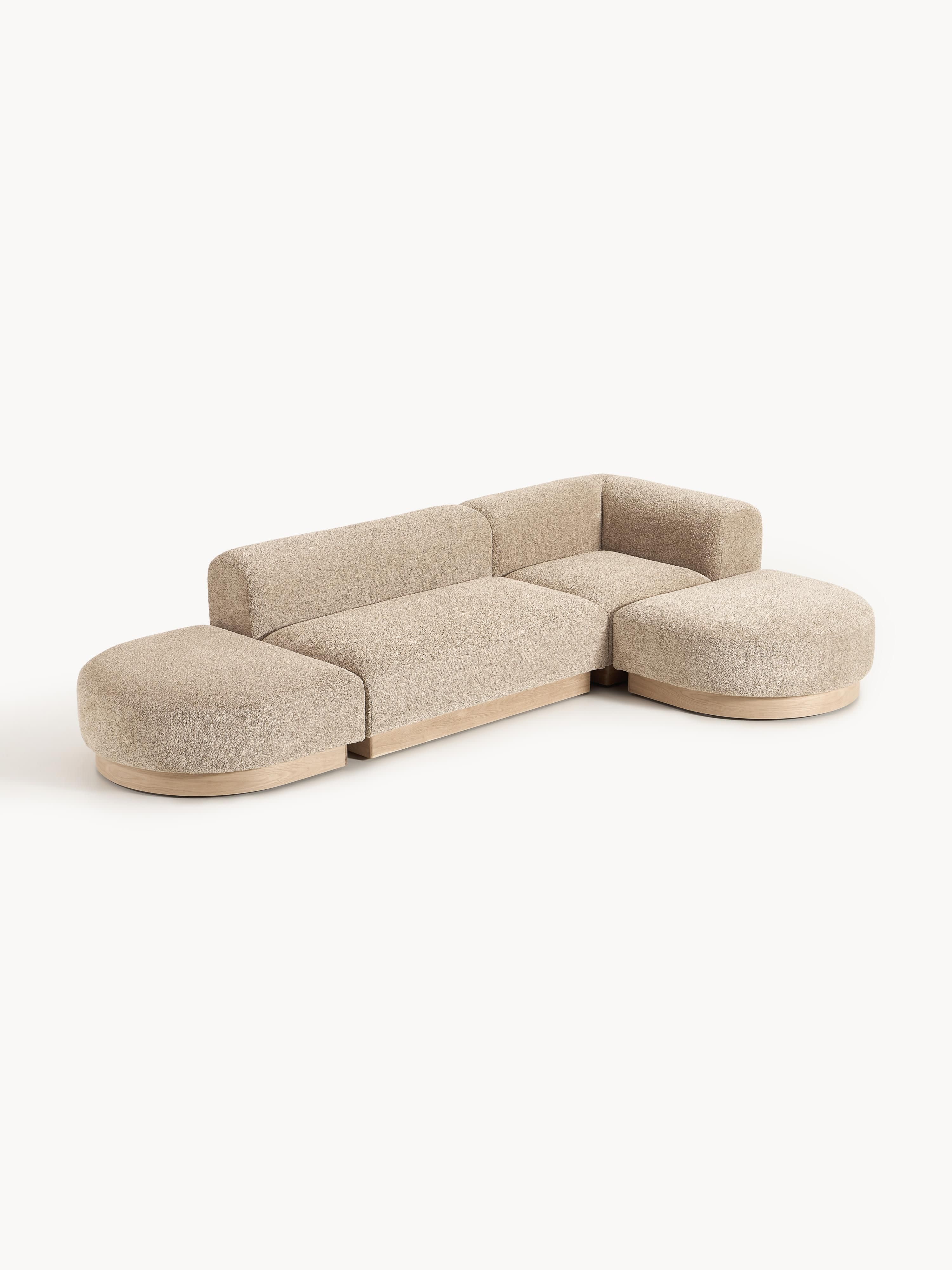 Modulaire hoekbank Natalie van teddy-bouclé