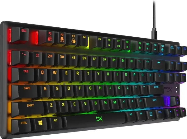 HyperX Alloy Origins - Tastatur - bagbelyst - USB-C - QWERTY - USA - tastkontakt: HyperX Red - sort