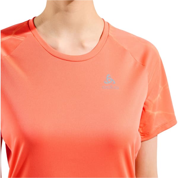 T-shirt running ODLO ESSENTIAL PRINT CREW NECK S/S W LIVING CORAL