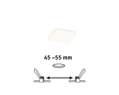 LED inbouwpaneel IP44 4,5W 360 lm 3000K 7,5x7,5 cm Inbouwdiameter 4,5-0,55 cm Veluna VariFit satijn 230V