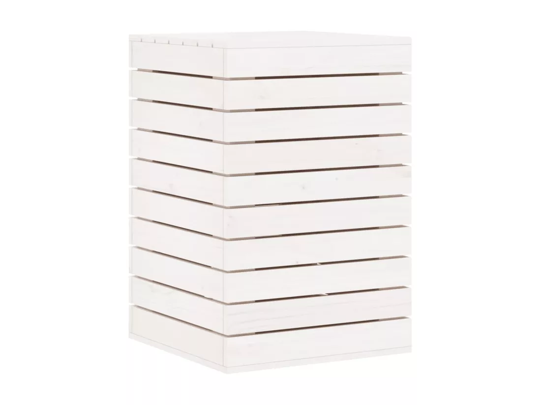 Panier à linge blanc 44x44x66 bois massif de pin