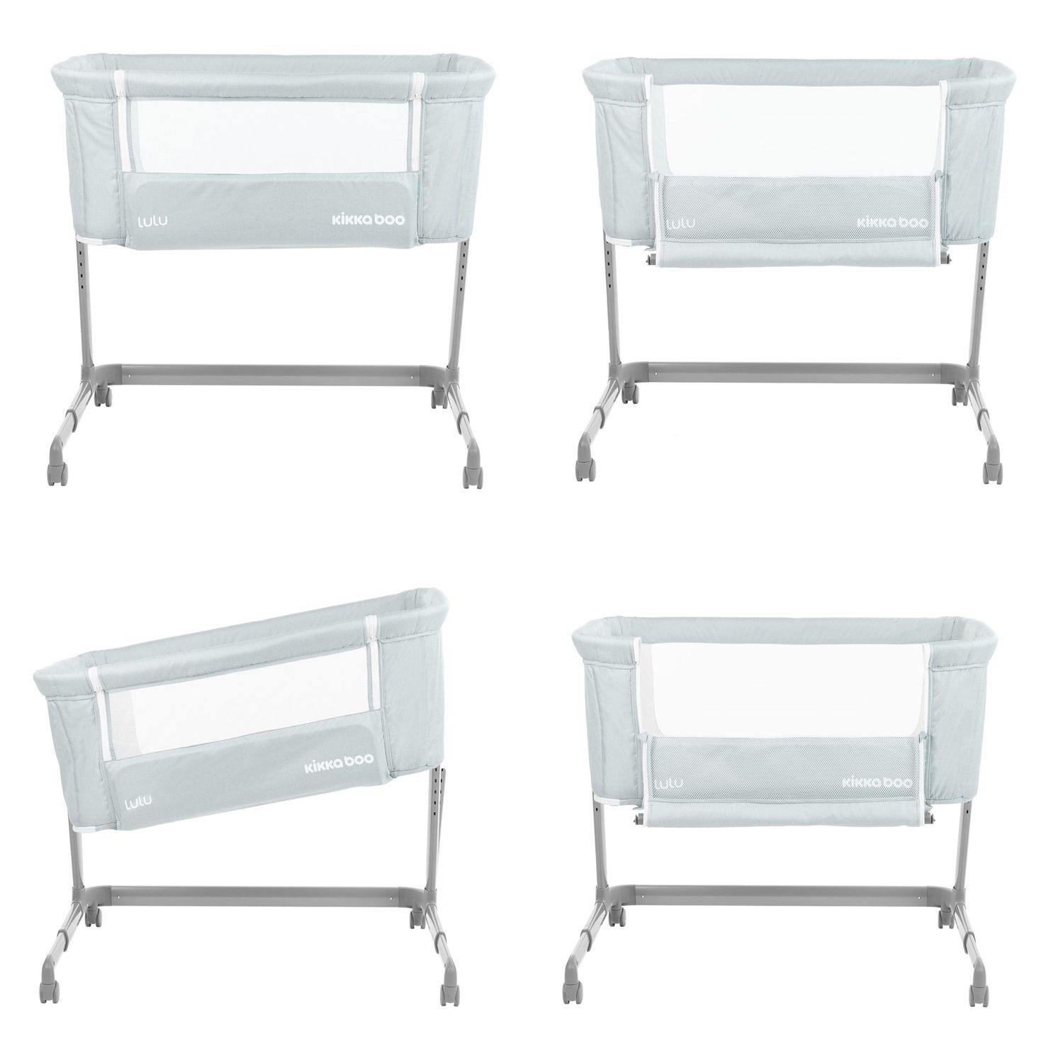 Kikkaboo Beistellbett Lulu eine Seite zum Öffnen Räder verstellbar Anti Reflux grün