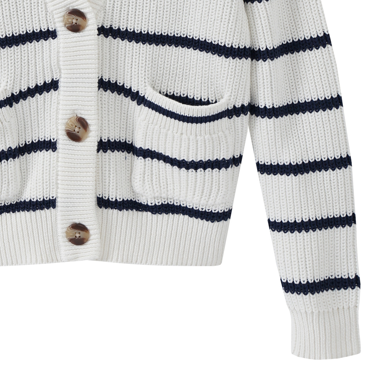 Yigga Mädchen Strickjacke aus Bio-Baumwolle weiss / dunkelblau