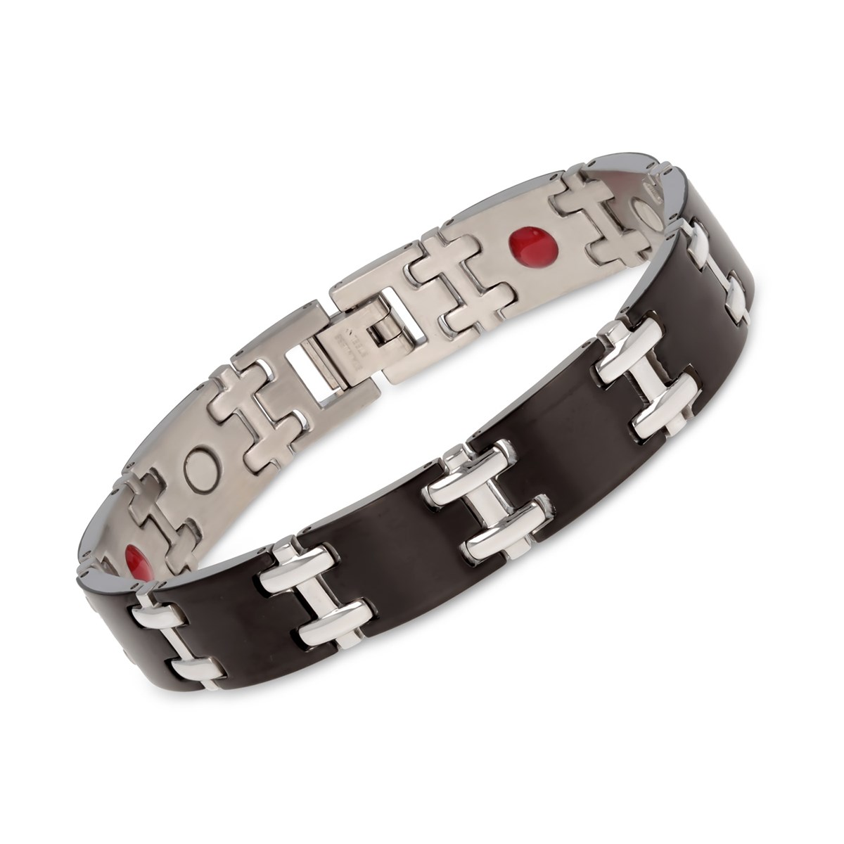 Bracelet Acier 316L couleur noire et argent 21cm